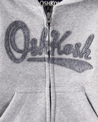 Baby Boy OshKosh Fleece  Logo Zip Jacket - Grey, image 2 of 3 slides