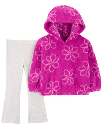 Toddler 2-Piece Floral Sherpa Hoodie & Legging Set, 