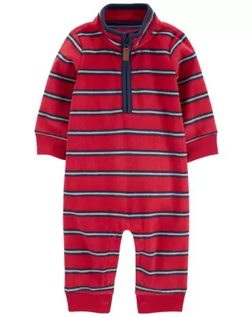 Baby Striped Fleece Jumpsuit, 