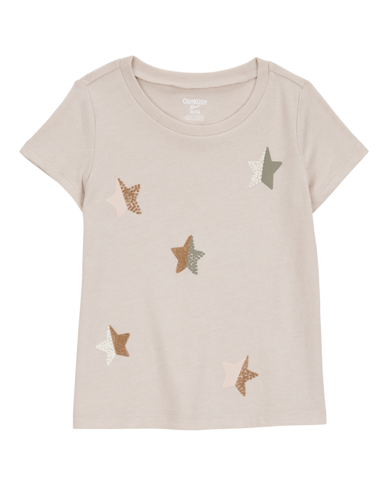Toddler Girl Star-Print Short-Sleeve Graphic Tee - Cream, image 1 of 3 slides