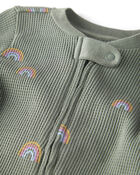 Baby Waffle Knit Sleep & Play Pajamas in Magical Rainbow Print Made with Organic Cotton, image 2 of 5 slides
