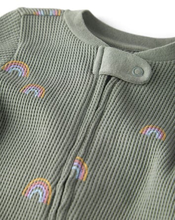 Baby Waffle Knit Sleep & Play Pajamas in Magical Rainbow Print Made with Organic Cotton, 