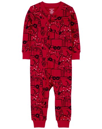 Baby 1-Piece Firetruck 100% Snug Fit Cotton Footless Pajamas, 