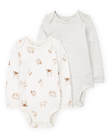 Baby 2-Pack Long-Sleeve PurelySoft Bodysuits, 