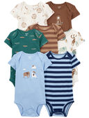 Blue/Brown - Baby 5-Pack Short-Sleeve Bodysuits