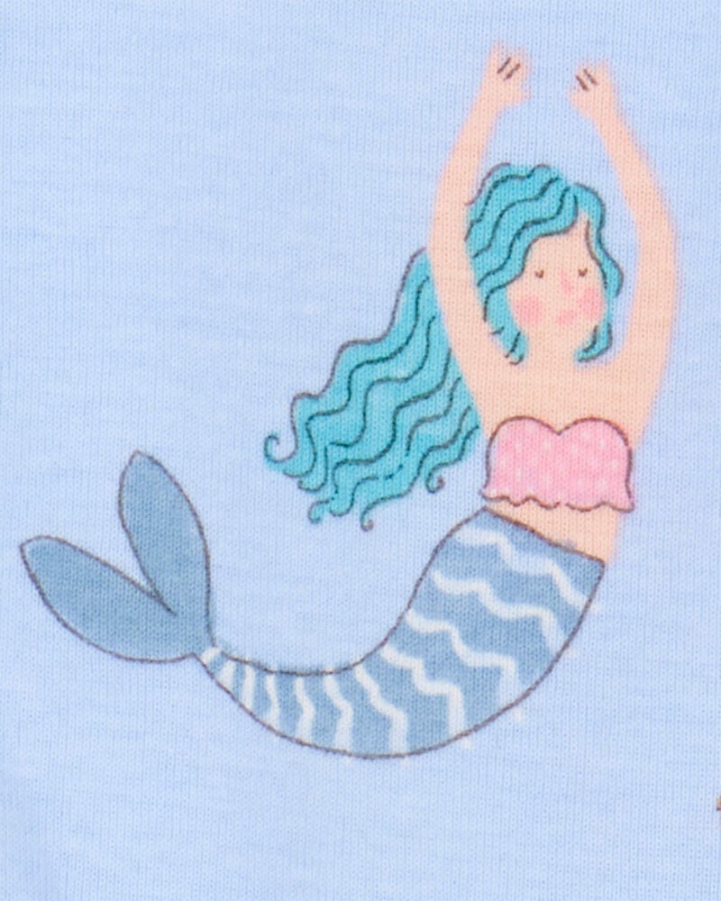 Baby Mermaid Print Snug Fit Cotton 4-Piece Pajamas, image 2 of 4 slides