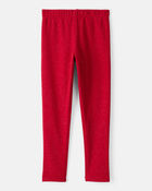 Girls Shimmer Cotton Pull-On Stretch Leggings - Red, image 2 of 5 slides