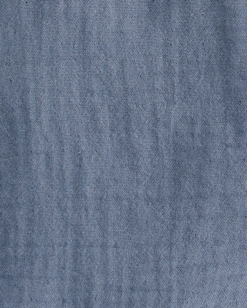 Baby Organic Cotton Gauze Shortalls in Blue, image 4 of 5 slides