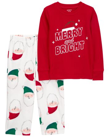 Toddler 2-Piece Santa Cotton & Fleece Pajamas, 