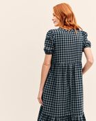 Adult Women's Maternity Plaid Button-Front Relaxed Fit Dress, image 3 of 7 slides