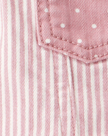 Baby Vintage Inspired Twill Striped Cropped Jacket -  Pink, 