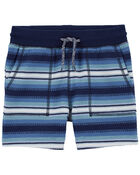 Toddler Striped Ribbed Knit Drawstring Shorts, image 1 of 2 slides