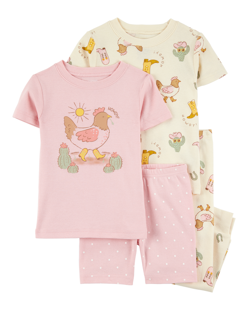 Baby 2-Piece Western Chicken 100% Snug Fit Cotton Pajamas - Pink, image 1 of 4 slides