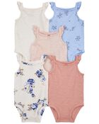 Baby 5-Pack Floral Flutter Bodysuits, image 1 of 7 slides