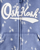 Baby Heart Print OshKosh French Terry Logo Zip Jacket - Blue, image 3 of 4 slides