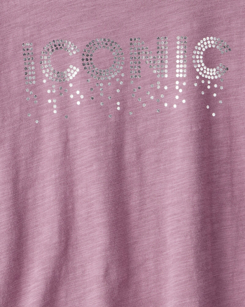 Girls Iconic Cotton Short-Sleeve Graphic Tee - Purple, image 3 of 4 slides