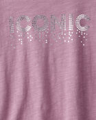 Girls Iconic Cotton Short-Sleeve Graphic Tee - Purple, image 3 of 4 slides