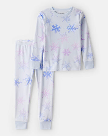 Toddler Girl Snowflake Tie dye Velour Long-Sleeve Loose Fit 2-Piece Pajamas - Blue, 