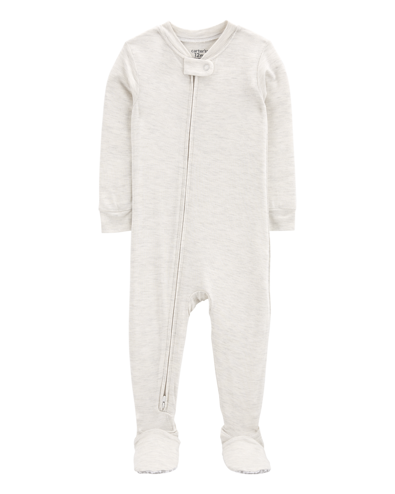 Baby Zip-Up PurelySoft 1-Piece Pajamas - Grey, image 1 of 5 slides