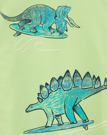 Toddler Boy Dinosaur Short-Sleeve Rashguard - Lime Green, 