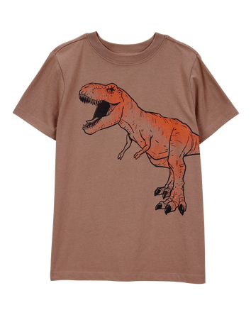 Kid Dinosaur Short-Sleeve Graphic Tee- Brown, 