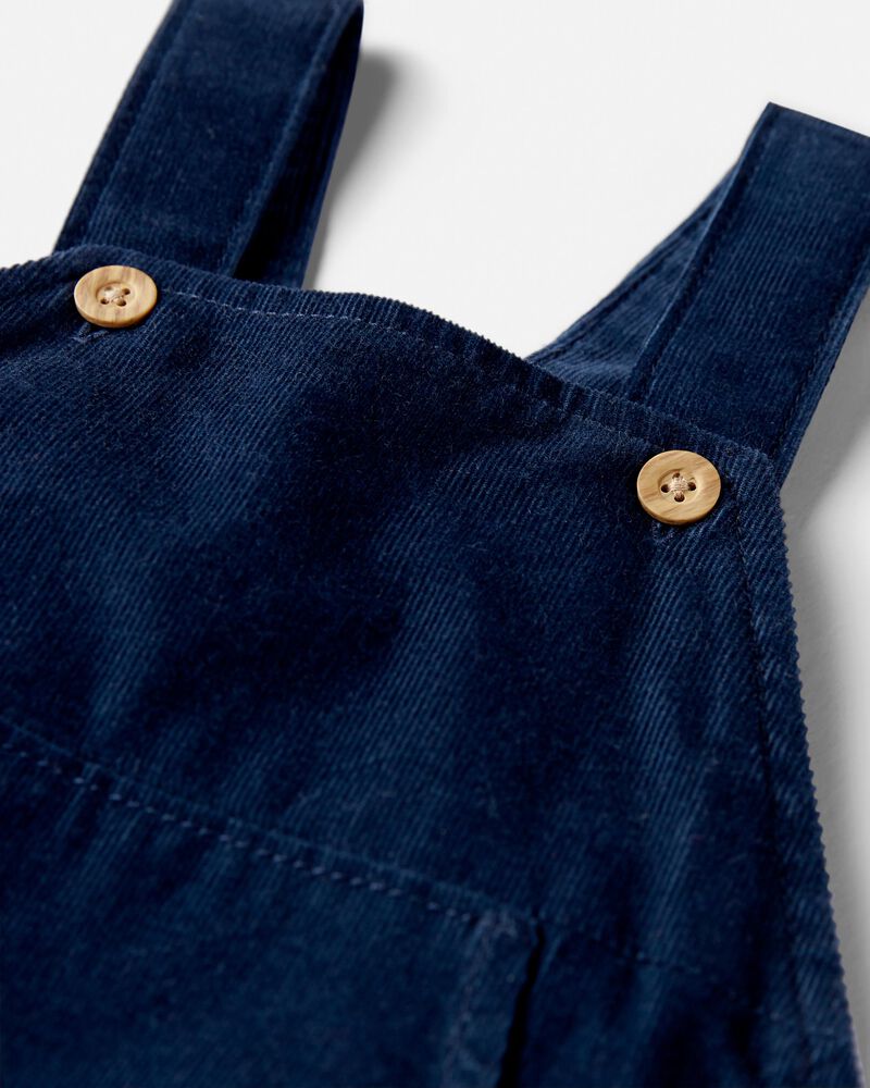 Baby Organic Cotton Cozy-Lined Corduroy Overalls in Navy, image 3 of 5 slides