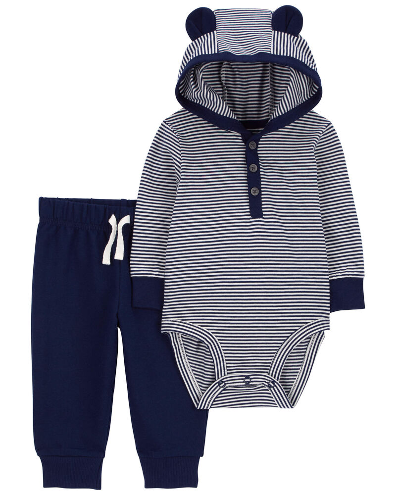 Baby 2-Piece Hooded Bodysuit Pant Set, image 1 of 3 slides