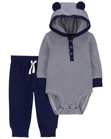 Baby 2-Piece Hooded Bodysuit Pant Set, 