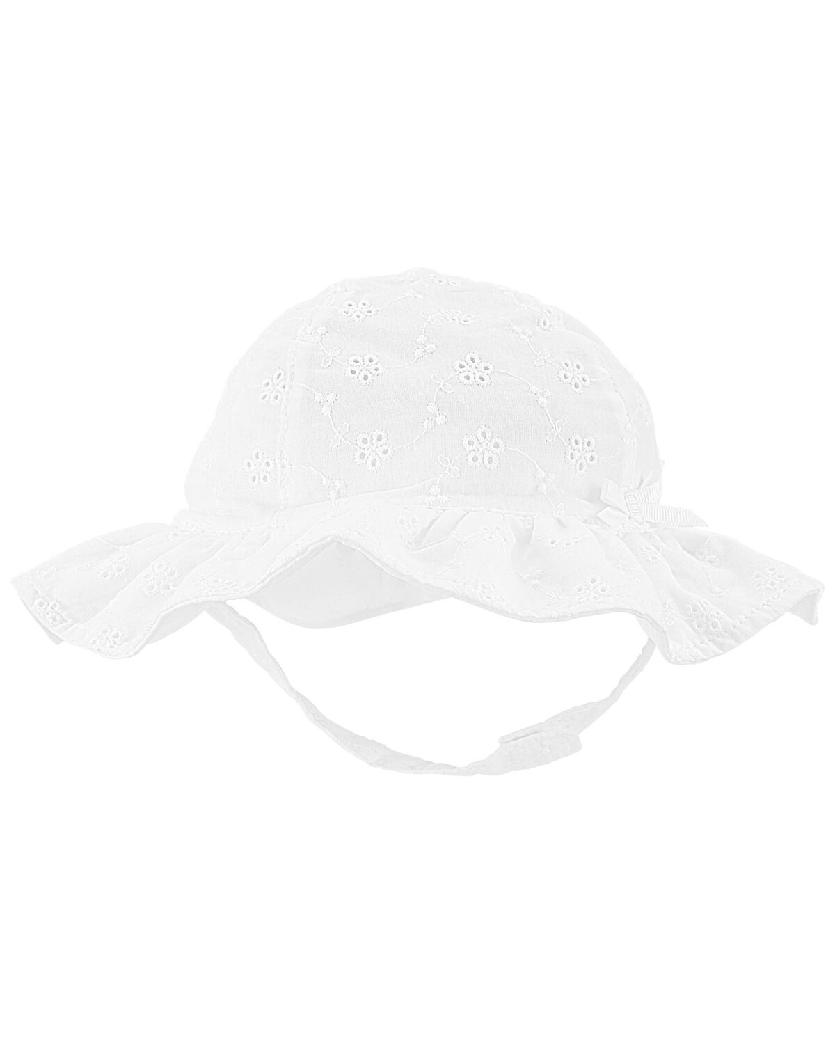 White Baby Eyelet Bucket Hat