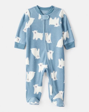 Baby Boy Polar Bear Loose Fit Long-Sleeve Sleep & Play Pajamas - Blue, 