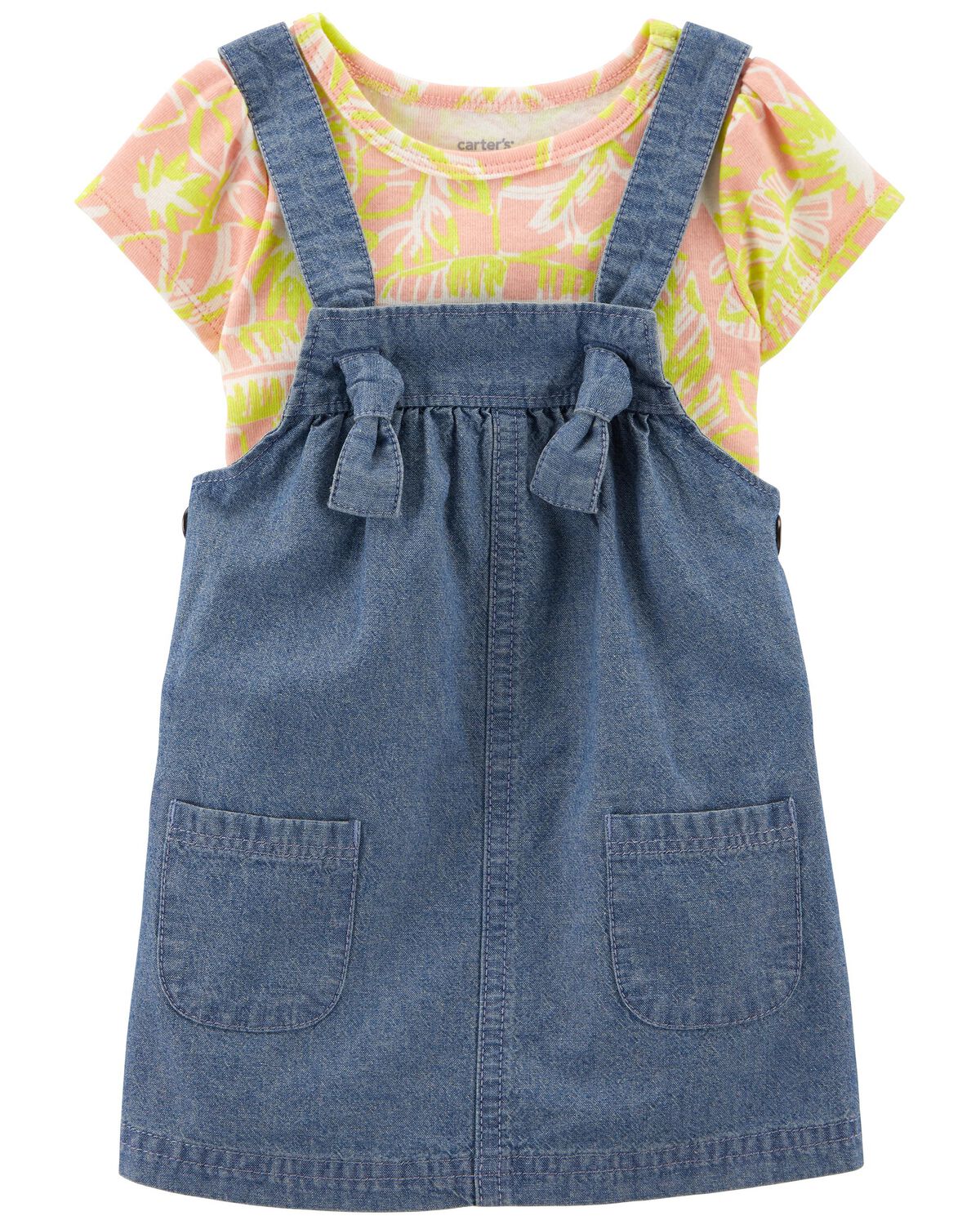 Chambray/Yellow Baby 2Piece Bodysuit & Chambray Skirtall Set