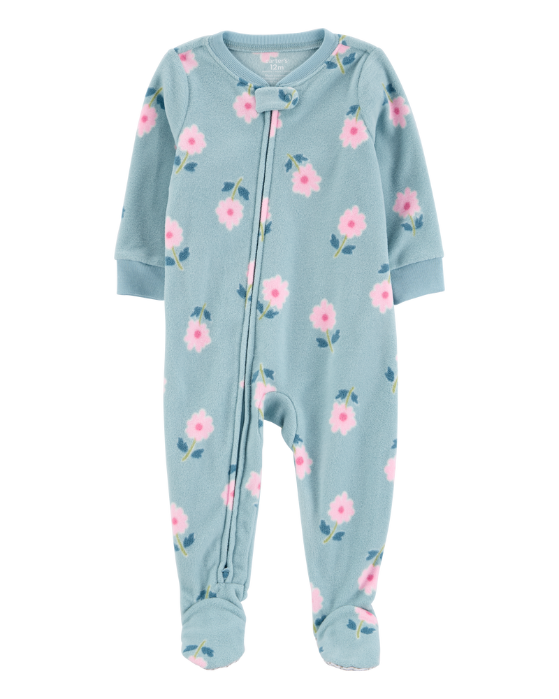 Baby 1-Piece Floral Fleece Footie Pajamas, image 1 of 3 slides