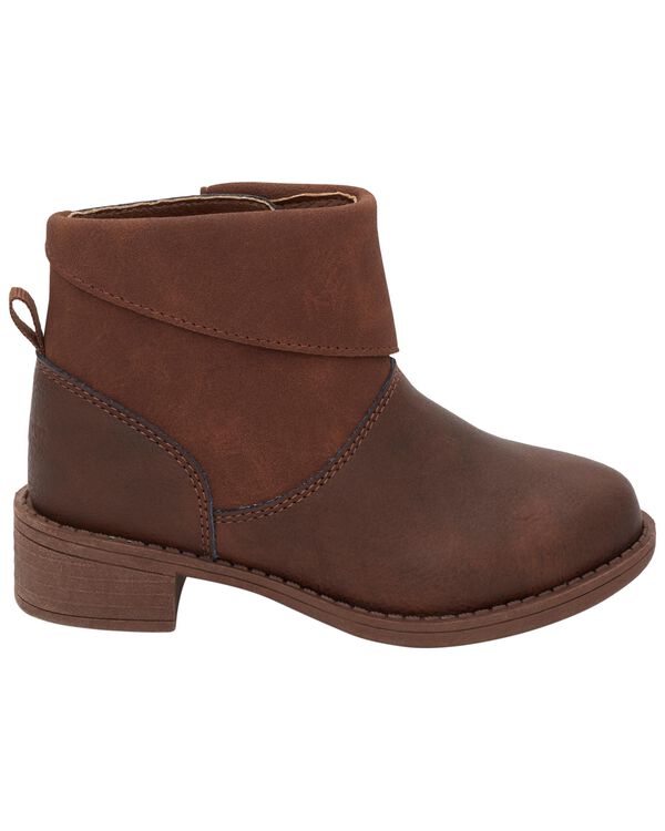 Brown Kid Flip Fashion Ankle Boots