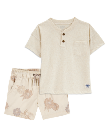 Toddler 2-Piece Pocket Henley Tee & Bermuda Shorts Set, 