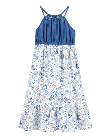 Kid Chambray Floral Print Dress , 