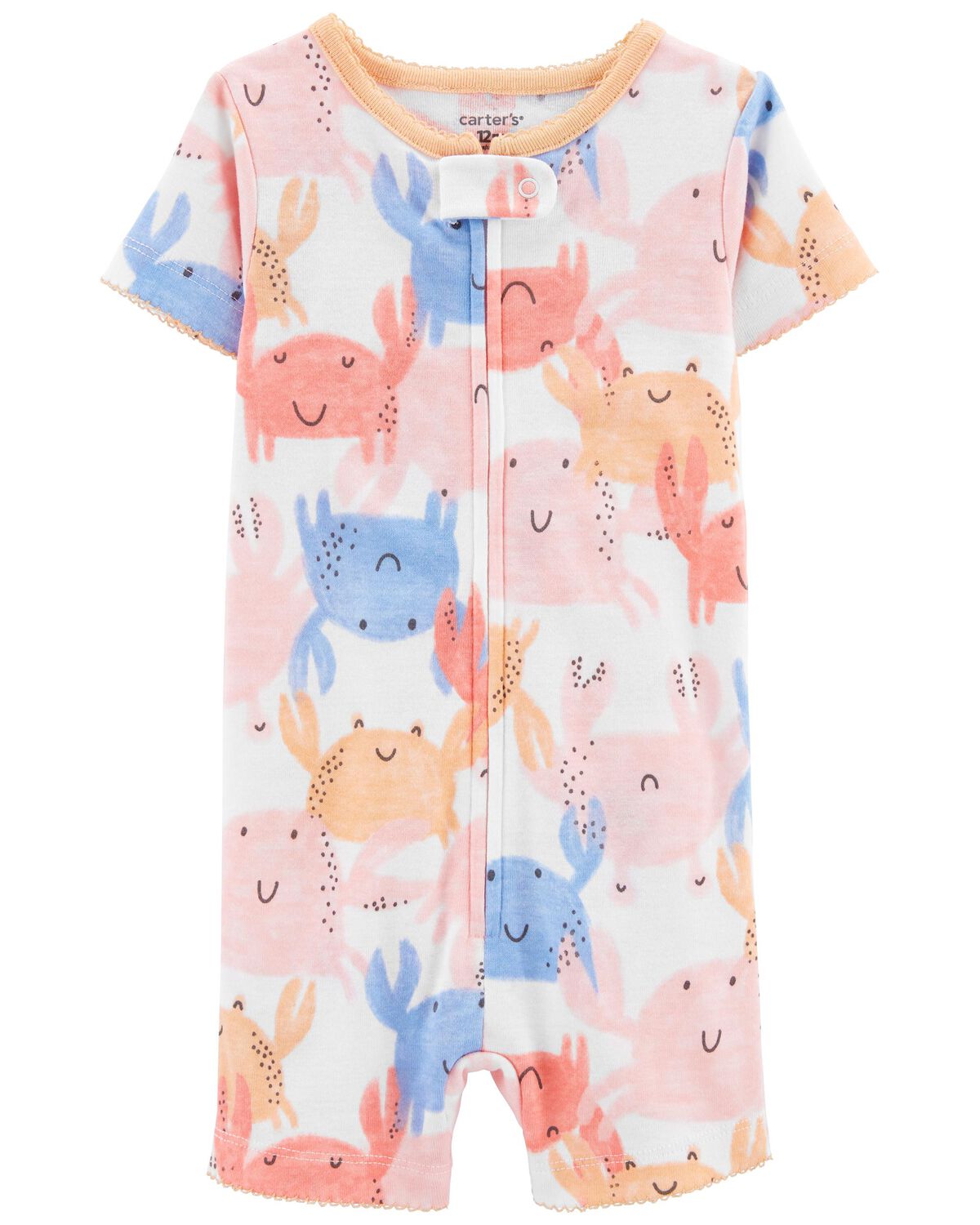 Pink Baby 1Piece Crab 100 Snug Fit Cotton Romper PJs