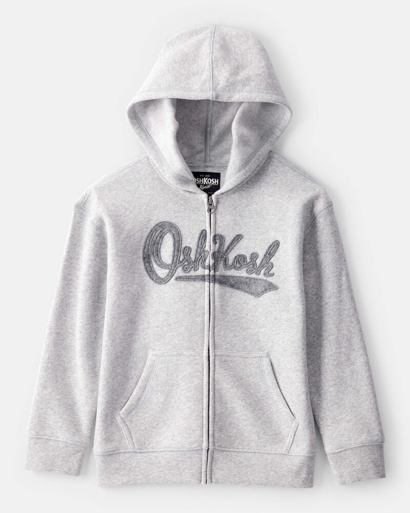 Boys OshKosh Fleece Logo Zip Jacket - Grey, image 1 of 4 slides