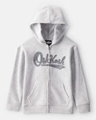 Boys OshKosh Fleece Logo Zip Jacket - Grey, image 1 of 4 slides