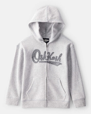 Boys OshKosh Fleece Logo Zip Jacket - Grey, 