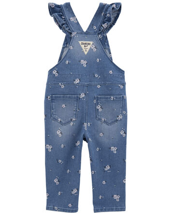 Floral Print Ruffle Overalls, 