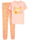 Peach/Orange - Kid 2-Piece Rise And Shine 100% Snug Fit Cotton Pajamas