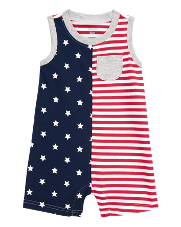 Baby American Flag Cotton Romper, 