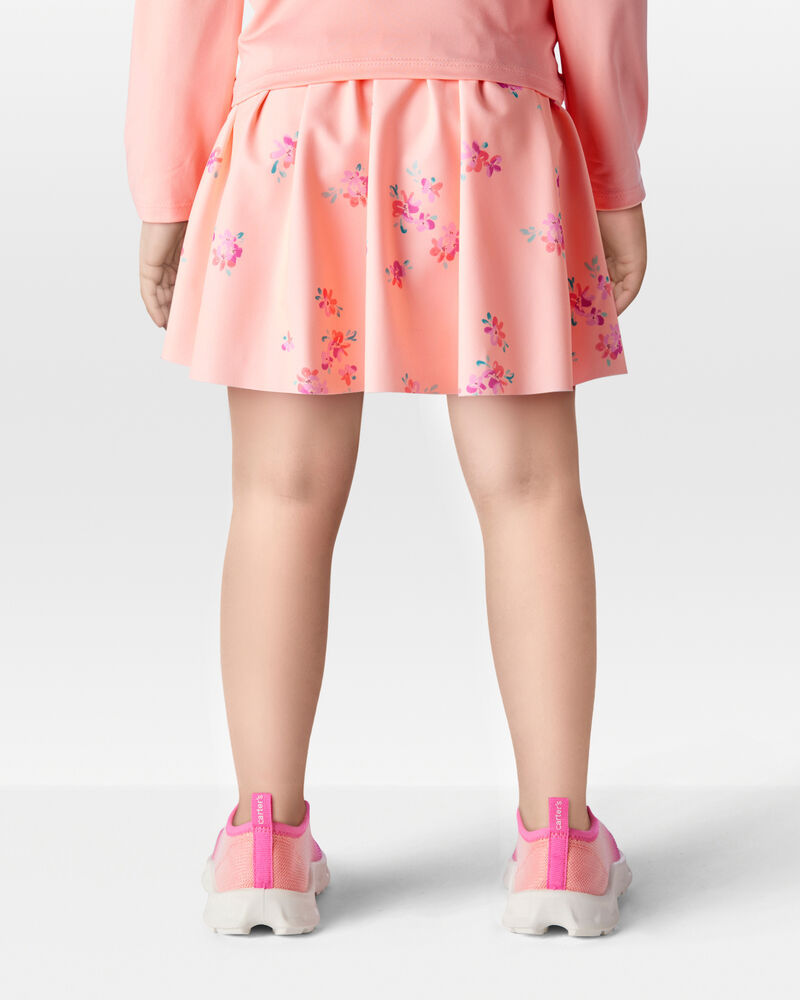 Toddler Floral Active Pull-On Skort - Orange, image 3 of 6 slides