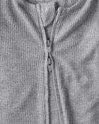 Baby Boy Solid PurelySoft Long-Sleeve 2-Way Zip Sleep & Play Pajamas - Grey, image 5 of 8 slides