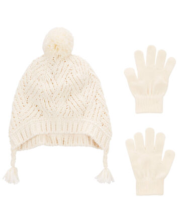 2-Pack Pom Hat & Gloves Set, 