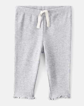 Baby Girl Knit Pull-On Pants - Grey, 
