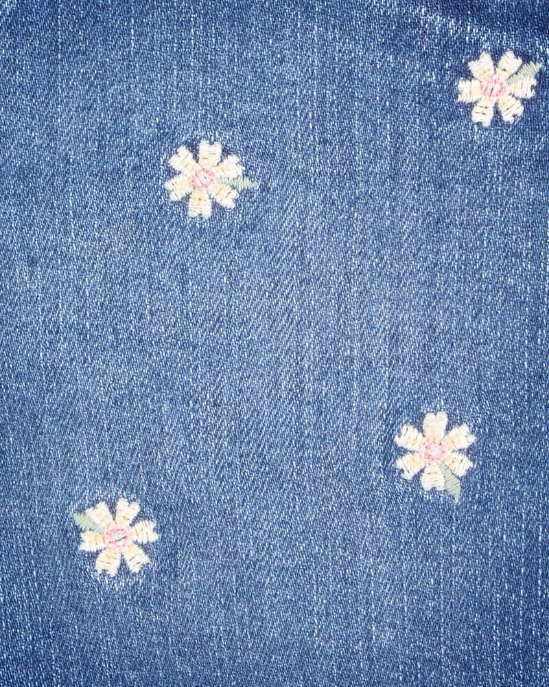 Baby Daisy Print Iconic Denim Short - Blue Ozone Wash, image 3 of 4 slides