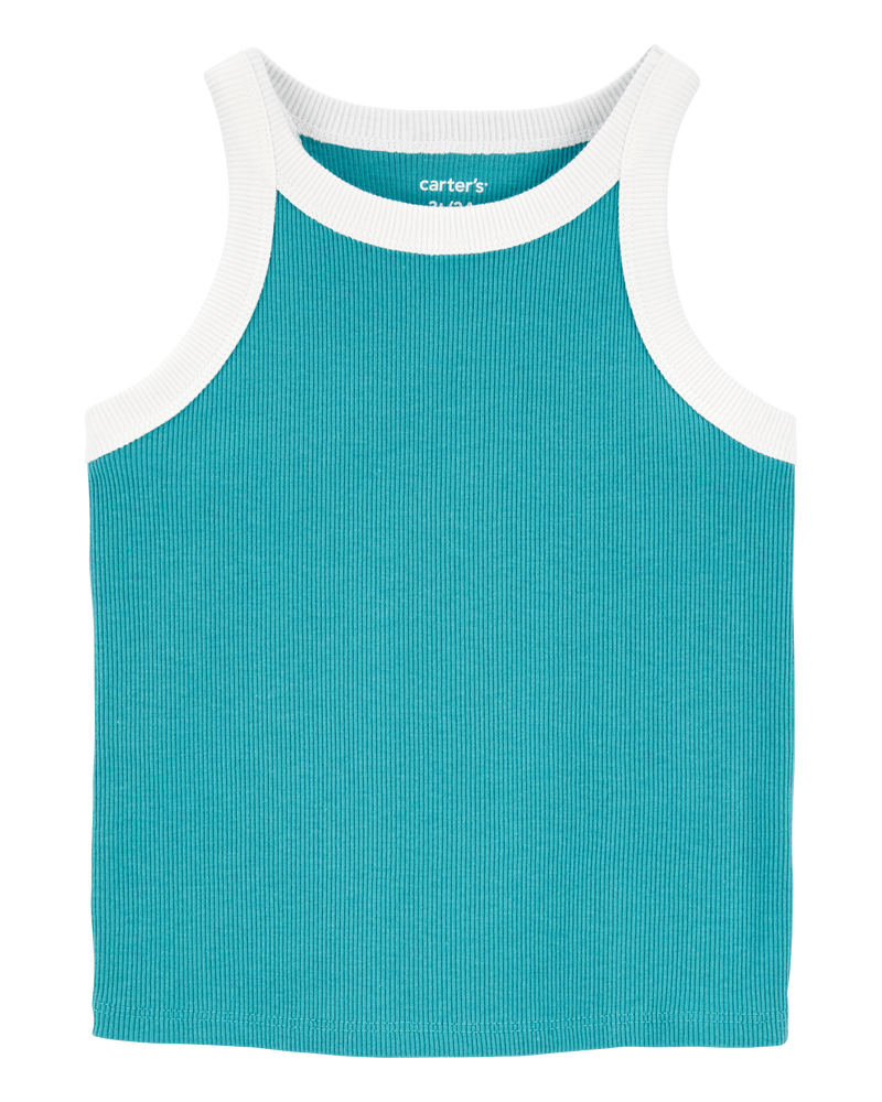 Toddler Ribbed Double Dutch Tank - Turquoise, image 1 of 3 slides