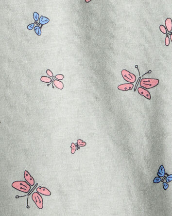 Baby Girl Butterfly-Print Short-Sleeve Pocket Tee - Green, 