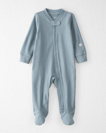 Baby Organic Cotton Sleep & Play Pajamas in Blue, 